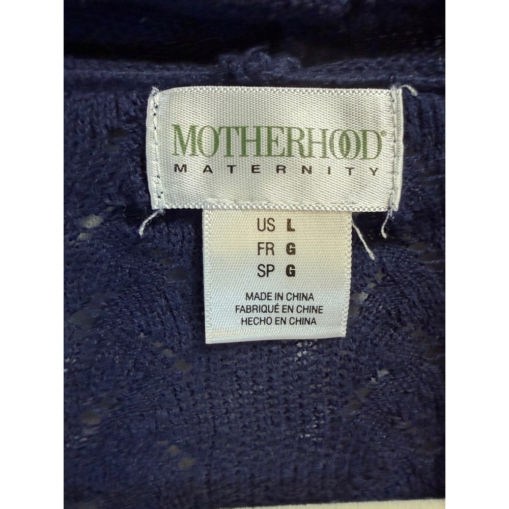 Motherhood Maternity Navy Blue Pointelle Cable Knit Open Front Cardigan Large - Picture 2 of 7